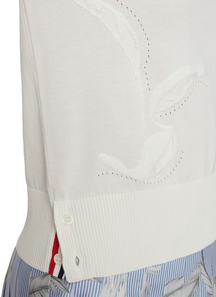  - THOM BROWNE - Feather Intarsia Pointelle Bar Cotton T-Shirt