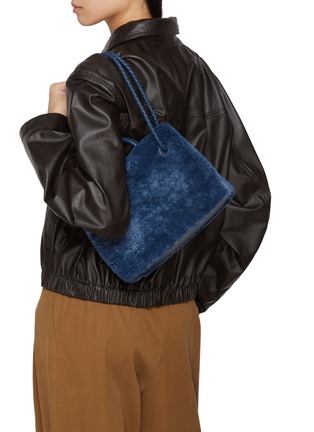 Back View - Click To Enlarge - BOTTEGA VENETA - Small Andiamo Shearling Leather Bag