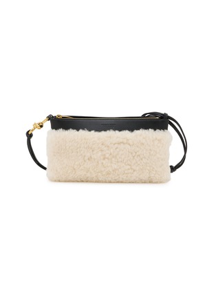 Main View - Click To Enlarge - BOTTEGA VENETA - Andiamo Shearling Intrecciato Leather Double Pouch