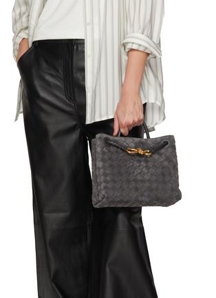 Back View - Click To Enlarge - BOTTEGA VENETA - Small Andiamo Intrecciato Suede Bag