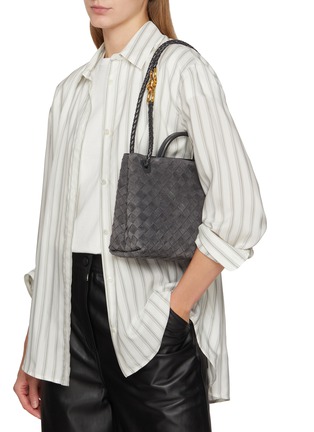 Front View - Click To Enlarge - BOTTEGA VENETA - Small Andiamo Intrecciato Suede Bag