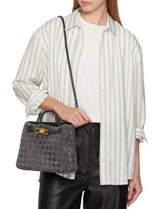 Figure View - Click To Enlarge - BOTTEGA VENETA - Small Andiamo Intrecciato Suede Bag