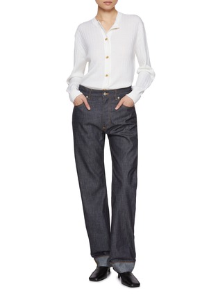 Figure View - Click To Enlarge - BOTTEGA VENETA - Intrecciato Pocket Indigo Denim Jeans
