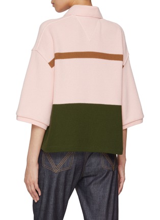 Back View - Click To Enlarge - BOTTEGA VENETA - Slouchy Striped Cotton Polo Shirt