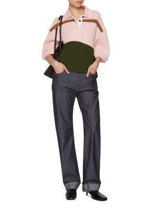 Figure View - Click To Enlarge - BOTTEGA VENETA - Slouchy Striped Cotton Polo Shirt