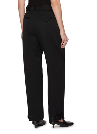 Back View - Click To Enlarge - BOTTEGA VENETA - Belted Carrot Leg Wool Pants