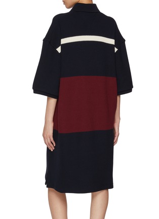 Back View - Click To Enlarge - BOTTEGA VENETA - Slouchy Striped Cotton Polo Dress