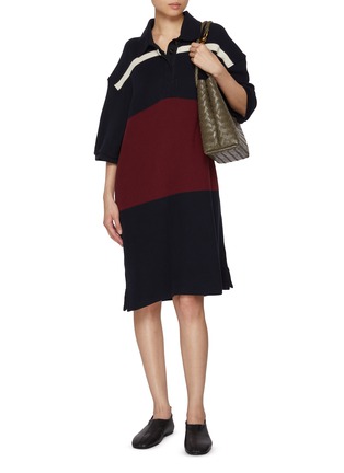 Figure View - Click To Enlarge - BOTTEGA VENETA - Slouchy Striped Cotton Polo Dress