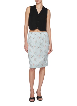 Figure View - Click To Enlarge - BOTTEGA VENETA - Floral Knee Length Silk Skirt