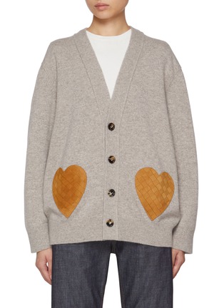Main View - Click To Enlarge - BOTTEGA VENETA - Intrecciato Heart Patch Cardigan