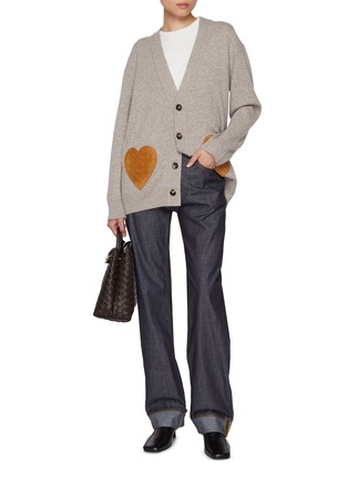 Figure View - Click To Enlarge - BOTTEGA VENETA - Intrecciato Heart Patch Cardigan