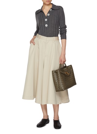 Figure View - Click To Enlarge - BOTTEGA VENETA - Flared Cotton Silk Midi Skirt