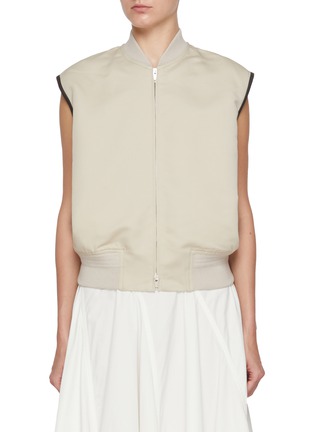 Main View - Click To Enlarge - BOTTEGA VENETA - Contrast Piping Zip Up Cotton Silk Gilet