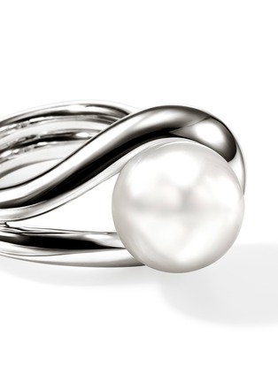 Detail View - Click To Enlarge - JOHN HARDY - Surf Diamond Fresh Water Pearl Sterling Silver Ring — Size 7