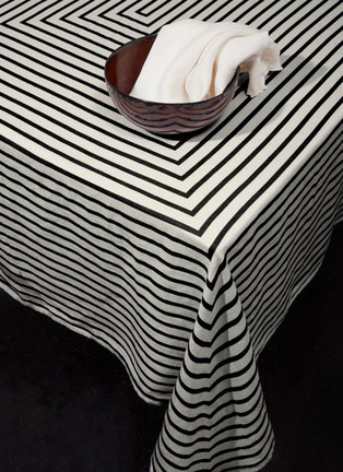 Detail View - Click To Enlarge - L'OBJET - Large Concorde Linen Sateen Tablecloth — Black/Ecru
