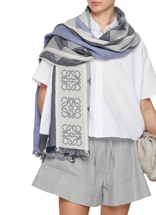 Figure View - Click To Enlarge - LOEWE - Anagram Linen Cotton Scarf