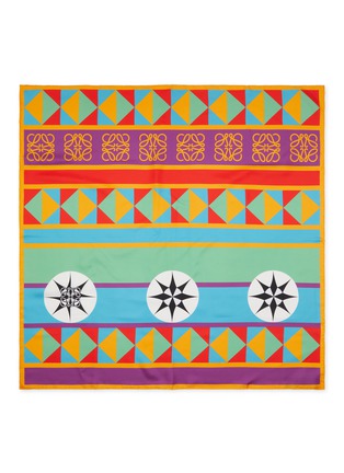Main View - Click To Enlarge - LOEWE - Geometric Compass Anagram Silk Scarf