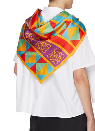 Figure View - Click To Enlarge - LOEWE - Geometric Compass Anagram Silk Scarf