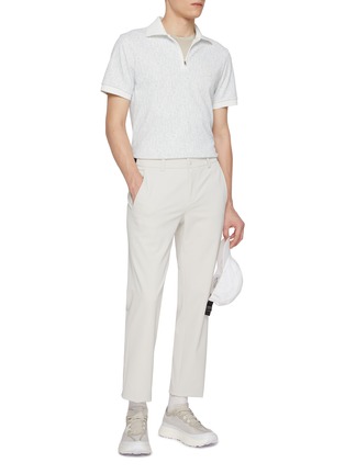 Figure View - Click To Enlarge - SOUTHCAPE - Printed Logo Monogram Half Zip Polo Shirt