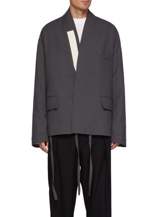 Main View - Click To Enlarge - MORDECAI - Stripe Back Wool Kimono Blazer