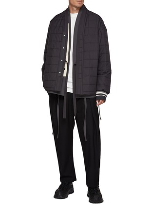 Figure View - Click To Enlarge - MORDECAI - Stripe Back Wool Kimono Blazer