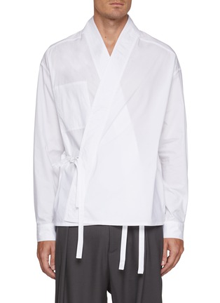 Main View - Click To Enlarge - MORDECAI - Stripe Back Cotton Kimono Shirt