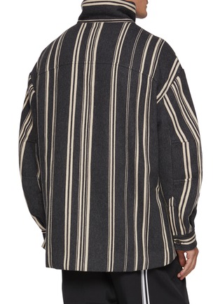 Back View - Click To Enlarge - MORDECAI - Vertical Striped Funnel Collar Overshirt