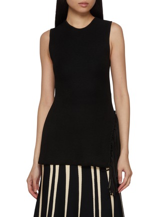 Main View - Click To Enlarge - PEPA POMBO - Vesa Sleeveless Asymmetrical Fringe Knit Top