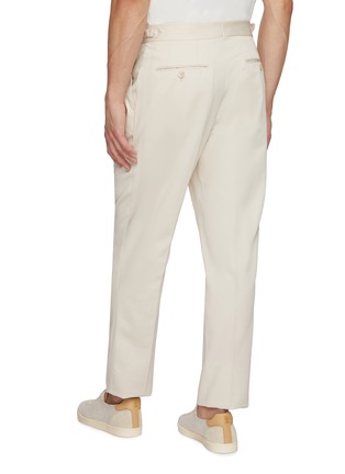 Back View - Click To Enlarge - BRUNELLO CUCINELLI - Belted Side Adjuster Cotton Pants