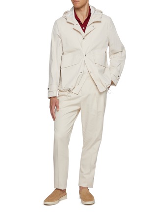 Figure View - Click To Enlarge - BRUNELLO CUCINELLI - Coated Cotton Canvas Hooded Jacket