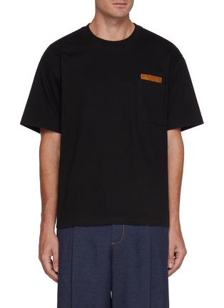 Main View - Click To Enlarge - BOTTEGA VENETA - Intrecciato Insert Pocket Cotton T-shirt