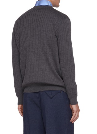 Back View - Click To Enlarge - BOTTEGA VENETA - Lightweight Wool Ribbed Cardigan