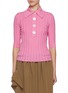 Main View - Click To Enlarge - NACKIYÉ - Sugarman Button Detail Lettuce Hem Wool Polo Shirt