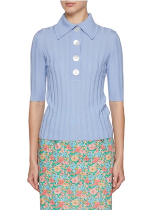 Main View - Click To Enlarge - NACKIYÉ - Sugarman Button Detail Lettuce Wool Polo Shirt
