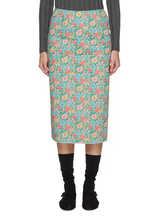 Main View - Click To Enlarge - NACKIYÉ - Crayon Floral Cotton Midi Skirt
