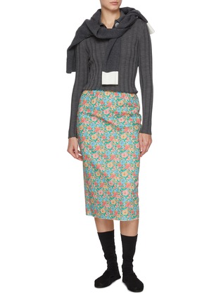 Figure View - Click To Enlarge - NACKIYÉ - Crayon Floral Cotton Midi Skirt