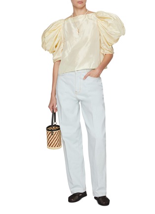 Figure View - Click To Enlarge - NACKIYÉ - Borrowen Contrast Topstitch Light Wash Jeans