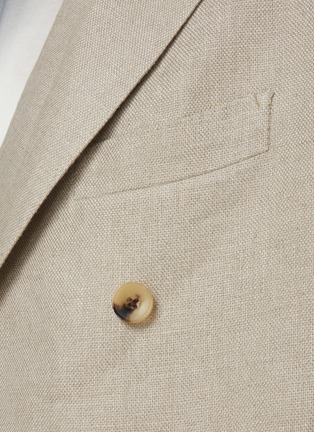  - J∞QUALITY - Double Breasted Peak Lapel Linen Oxford Blazer
