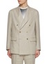 Main View - Click To Enlarge - J∞QUALITY - Double Breasted Peak Lapel Linen Oxford Blazer