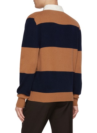 Back View - Click To Enlarge - PAUL & SHARK - Colot Borader Wool Cashmere Polo Shirt
