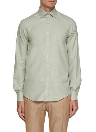 Main View - Click To Enlarge - PAUL & SHARK - Spread Collar Cashmere Cotton Shirt