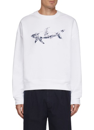 Main View - Click To Enlarge - PAUL & SHARK - Shark Print Cotton Fleece Sweatshirt