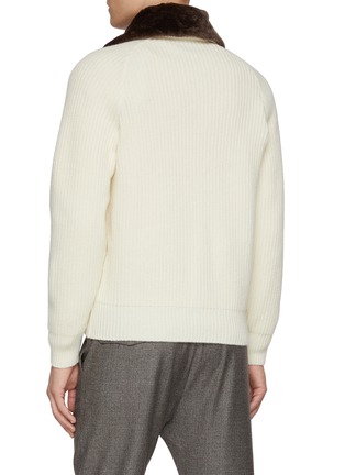 Back View - Click To Enlarge - PAUL & SHARK - Shearling Collar Knitted Wool Blend Jacket