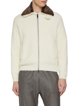 Main View - Click To Enlarge - PAUL & SHARK - Shearling Collar Knitted Wool Blend Jacket