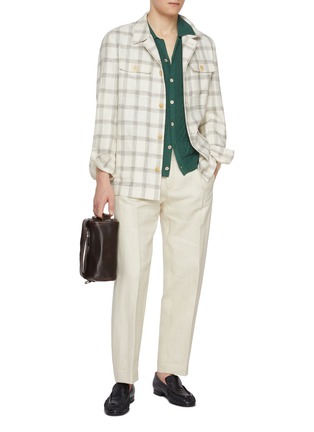 Figure View - Click To Enlarge - INCOTEX - Seamless Flat Front Linen Pants