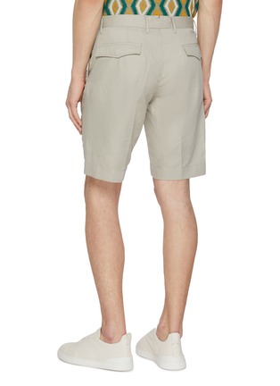 Back View - Click To Enlarge - INCOTEX - Slacks Linen Cotton Bermuda Shorts