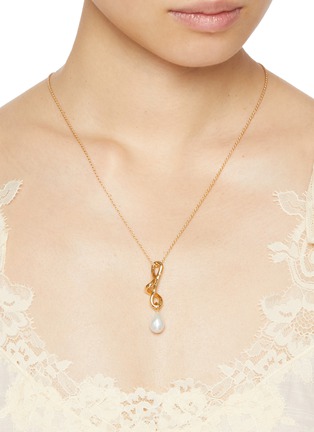 Figure View - Click To Enlarge - MISSOMA - Molten Baroque Pearl 18k Gold Plated Brass Drop Pendant Necklace