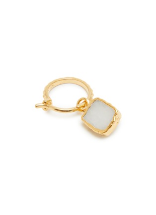 Detail View - Click To Enlarge - MISSOMA - Mini Pyramid Rainbow Moonstone Drop Charm Hoop 18ct Gold Earrings