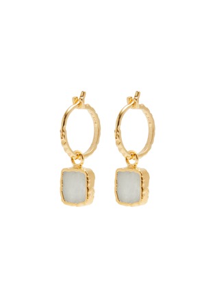Main View - Click To Enlarge - MISSOMA - Mini Pyramid Rainbow Moonstone Drop Charm Hoop 18ct Gold Earrings