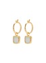 Main View - Click To Enlarge - MISSOMA - Mini Pyramid Rainbow Moonstone Drop Charm Hoop 18ct Gold Earrings